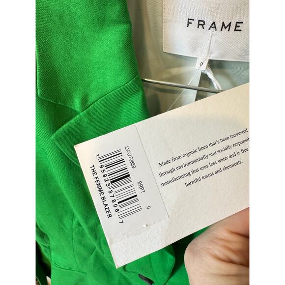 FRAME NWT The Femme Two Button Blazer Size 0 $628 MSRP Bright Peridot Green - Picture 8 of 10